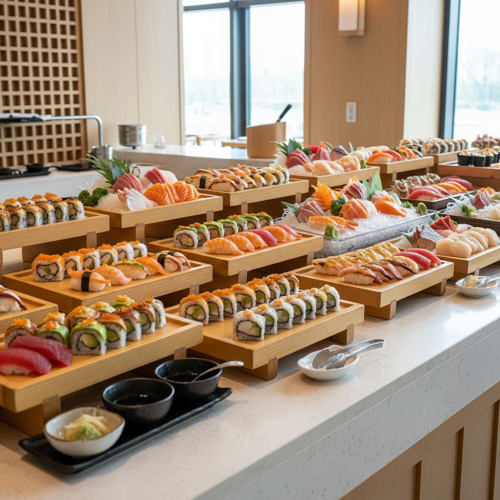 Sushi buffet spread at OltoMan