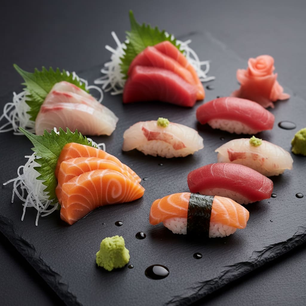 Sashimi and nigiri platter